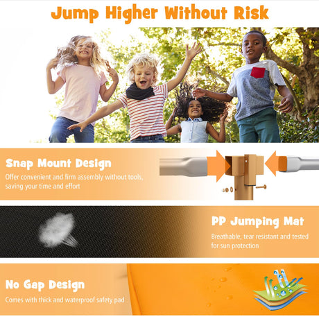 HONEY JOY 14 x 8FT Outdoor Kids Trampoline, ASTM Certified Rectangular Trampoline with Enclosure Net