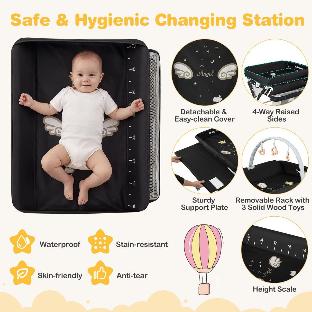 BABY JOY Baby Changing Table, Portable Nursery Organizer for Newborns