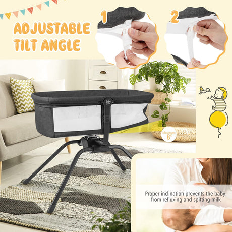 BABY JOY Manual Rocking Bassinet for Baby