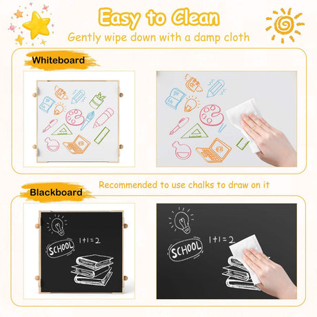 4-in-1 Kids Table and Chairs Set with Reversible Whiteboard for Arts Bear Style