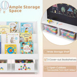 HONEY JOY Double-Sided Kids Bookshelf, Toddler Book Shelf