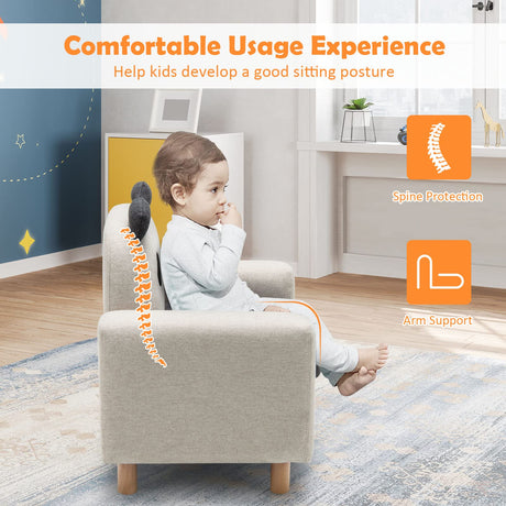 HONEY JOY Kids Sofa, Toddler Chair w/Solid Wood Frame, Thick Cushion, Child Armchair for Play Room