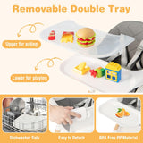 BABY JOY Baby High Chair 6-in-1 Convertible Wooden High Chair with Double Dishwasher Safe Trays