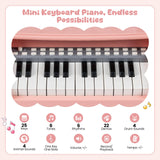 HONEY JOY Mini Keyboard Piano for Kids, 25 Keys Electric Piano w/Stool
