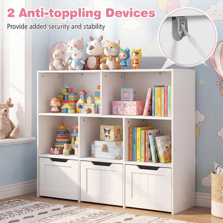HONEY JOY Kids Toy Storage Organizer, Children Bookshelf Toy Chest Box