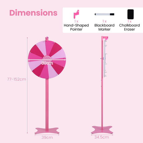 HONEY JOY 24” Height Adjustable Prize Wheel, Tabletop or Floor Standing Prize Wheel