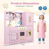 Wooden Play Kitchen with Lights & Sounds and Sink Stove Oven for Kids Ages 3+