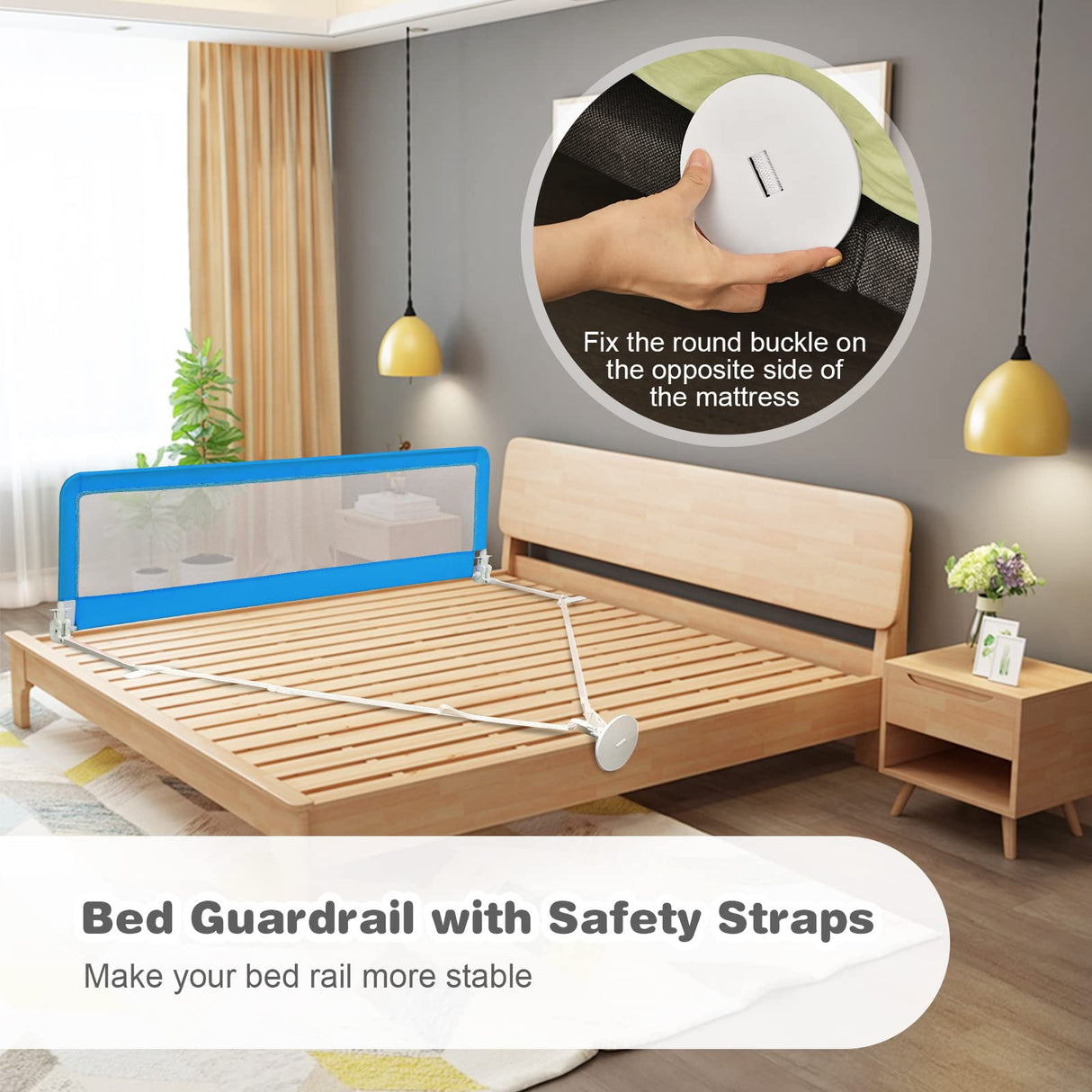BABY JOY Bed Rails for Toddlers, 180cm Extra Long, Swing Down Bed Guard
