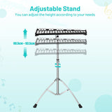 HONEY JOY 32 Note Glockenspiel Xylophone Percussion Bell Kit with Adjustable Stand, 8'' Practice Pad