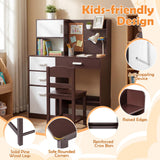 HONEY JOY Kids Desk and Chair Set, Study Table w/Hutch, Bulletin Board