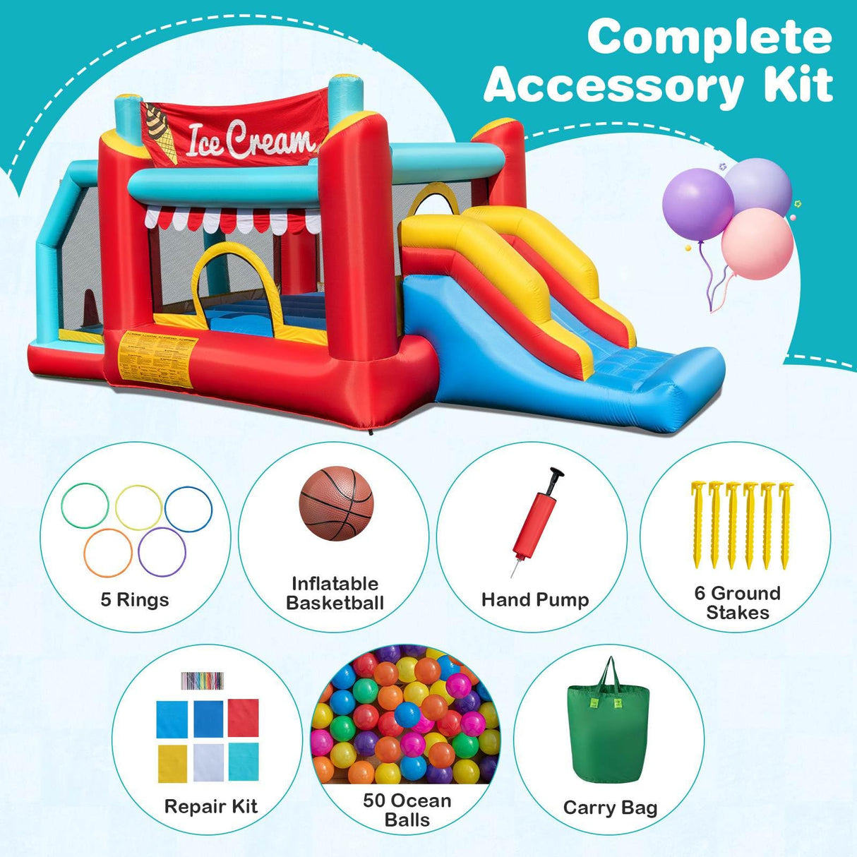 HONEY JOY 5-in-1 Ice Cream Jumping Castle