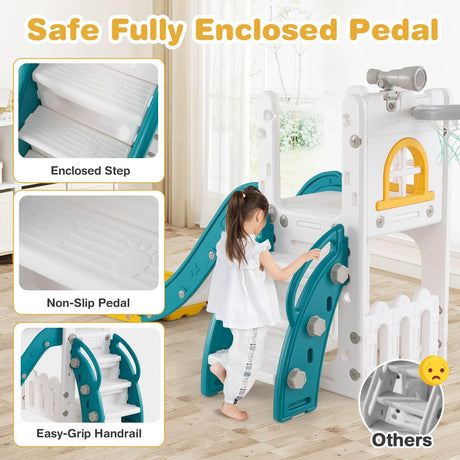 HONEY JOY 6 in 1 L-Shaped Toddle Slide for Toddlers Age 1-3