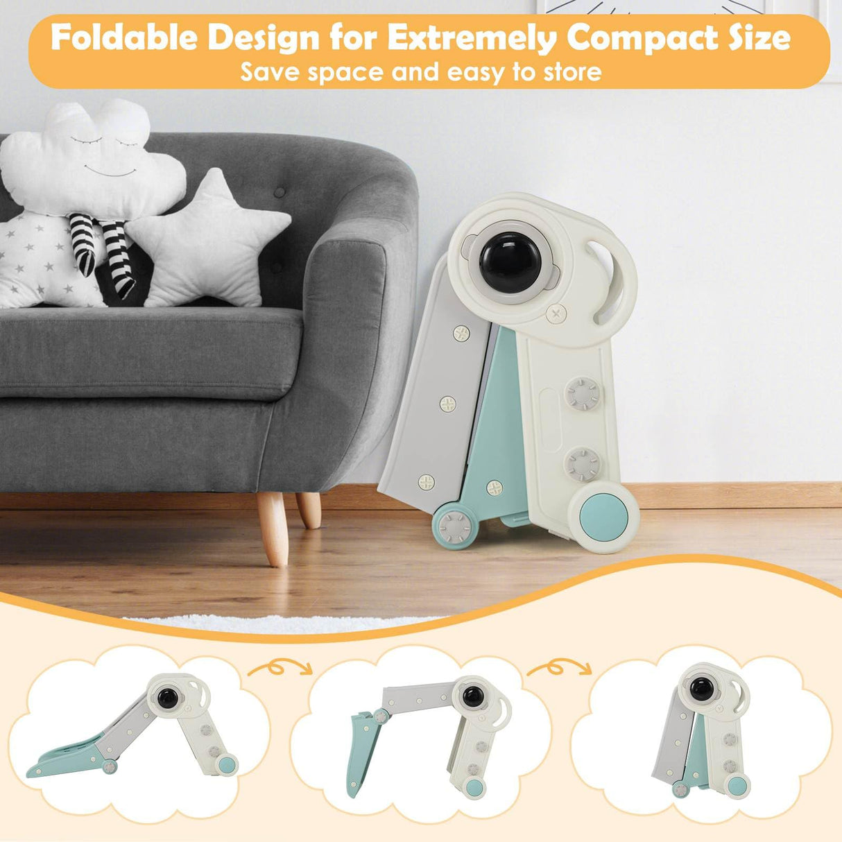 Kids Slide, Indoor Kids Folding Freestanding Slides w/Climber