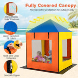 Kids Wooden Sandbox with Canopy, Outdoor Large Fir Wood Playhouse w/Bottom Liner