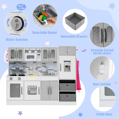 HONEY JOY Kids Kitchen Playset with Lights and Sounds