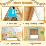 HONEY JOY Kids Triangle Climber with Tent, 2 in 1 Wooden Climbing Triangle Toys w/Climbing Wall