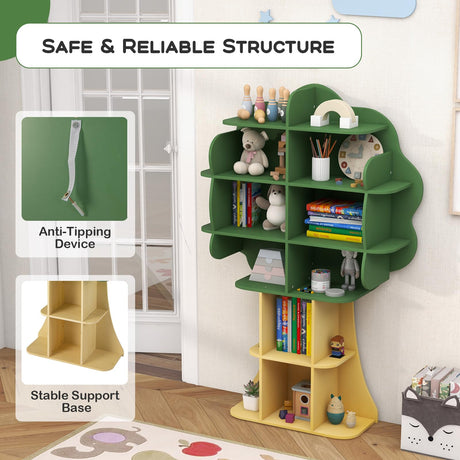 HONEY JOY Bookcase for Kids, 2-Tier Toy Storage Organizer with Open Storage Shelves