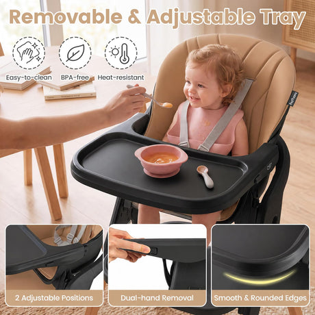 BABY JOY 7-in-1 Convertible Foldable Baby High Chair w/Adjustable Tray