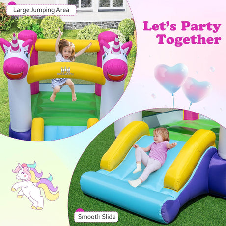 Inflatable Bounce House, 2-in-1 Kids Bouncer with Slide & Jumping Area