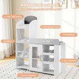 Kids Grocery Store Playset, Convertible Wooden Play Store with Shopping Cart