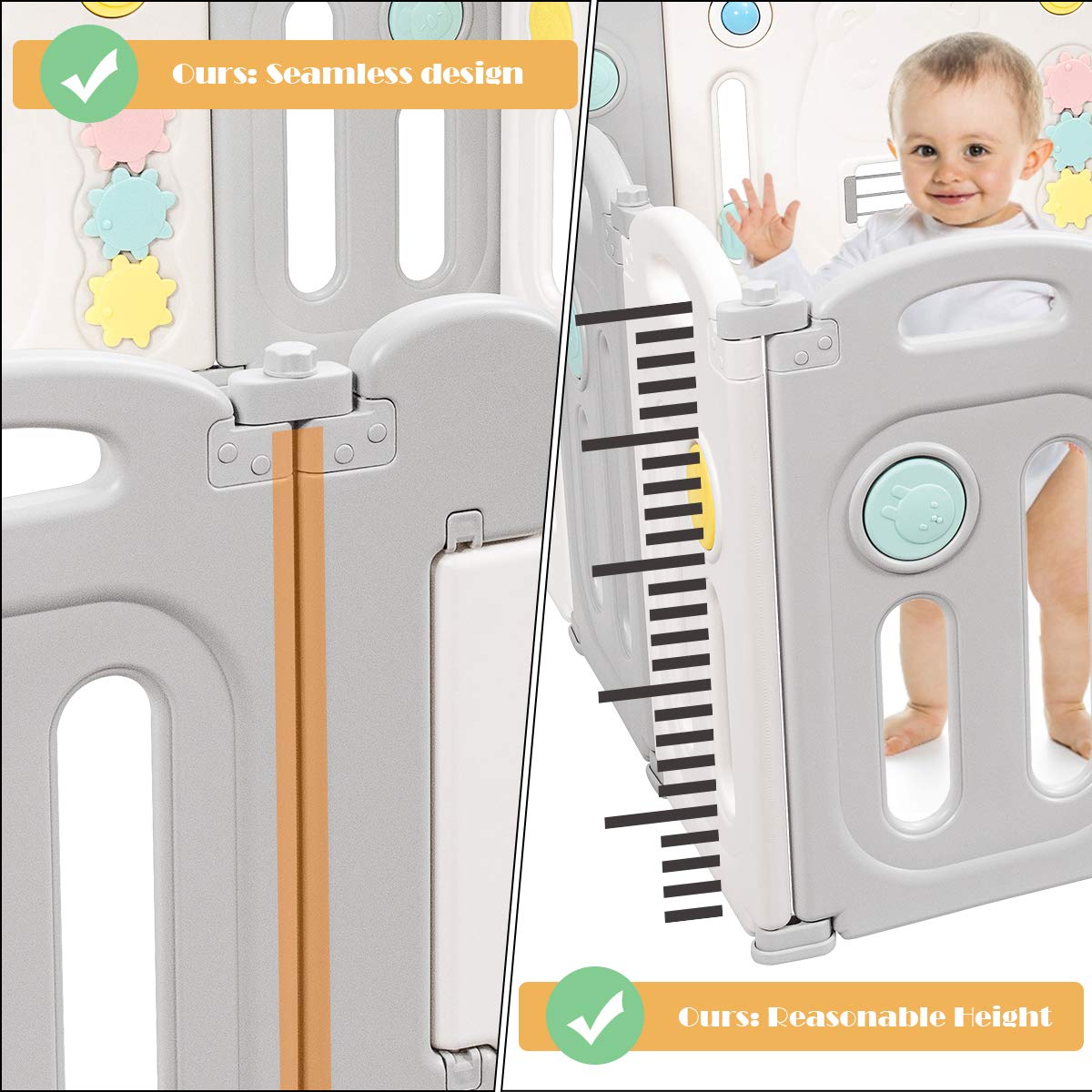 BABY JOY Foldable Baby Playpen 16 Panels, Kids Safety Yard Activity Center