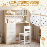 HONEY JOY Kids Desk and Chair Set w/2 Cabinets & 2 Drawers, Pegboard & Cork Bulletin Board