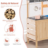 HONEY JOY Kids Kitchen Playset, Wooden Pretend Playset for Children w/Realistic Utensils