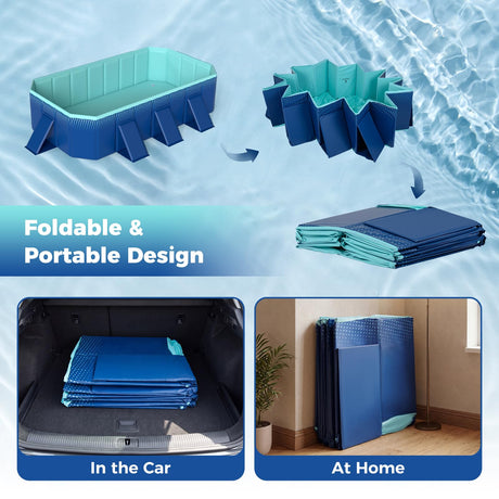 Foldable Swimming Pool,Non-Inflatable Around Ground Pool w/24 Wall Panels