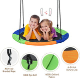 100 cm Flying Saucer Tree Swing for Kids, Play Swing with Adjustable Ropes
