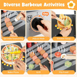 HONEY JOY Wooden Kids Barbecue Grill Playset, Kids Toy Grill with Abundant Grilling Tools