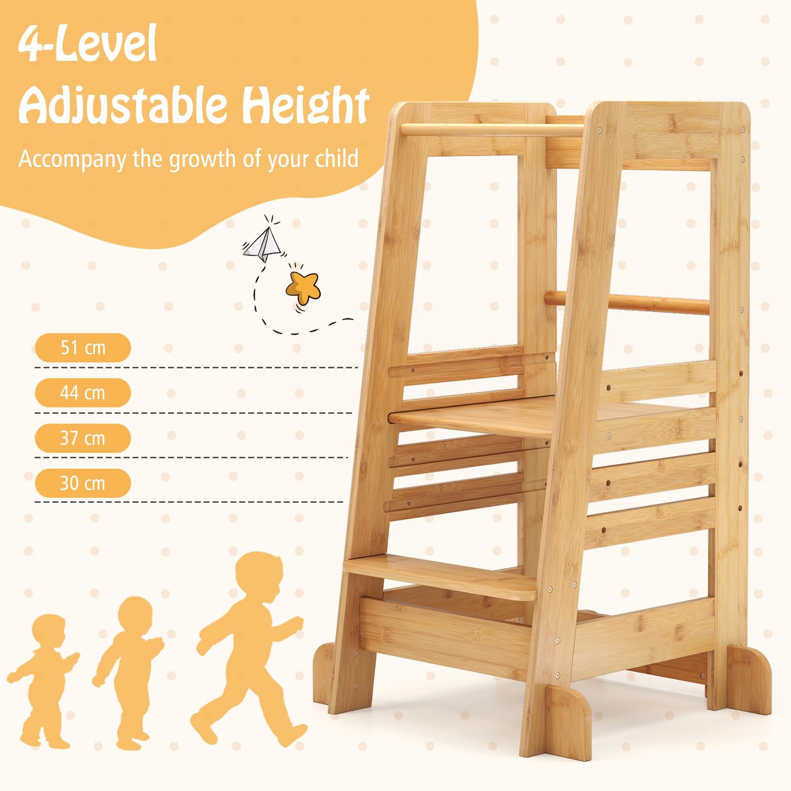 BABY JOY Toddler Standing Tower, Montessori Height Adjustable