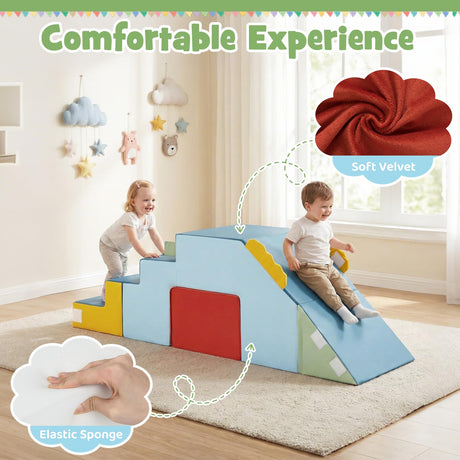 BABY JOY Kids Climb & Crawl Playset, Toddler Climber with Slide & Stairs