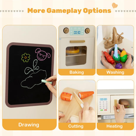 Corner Play Kitchen with Lights and Sounds Large Pretend Kitchen Playset