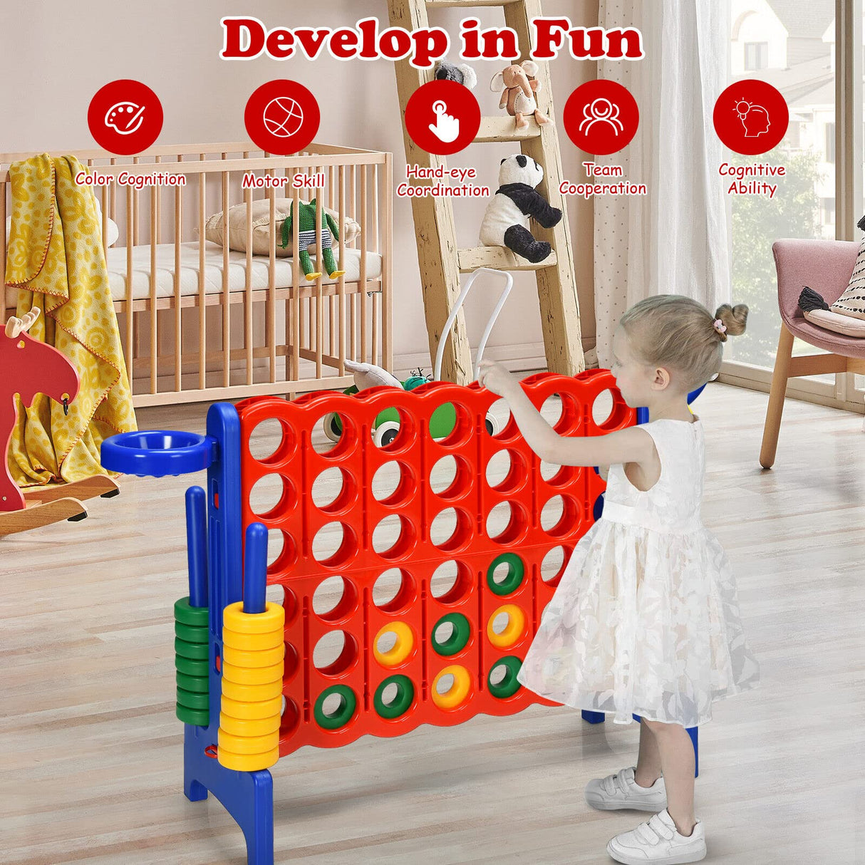 Jumbo 4-to-Score Giant Game Set for Kids with Basketball Hoop