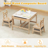 4-in-1 Kids Table and Chairs Set with Reversible Whiteboard for Arts Robot Style