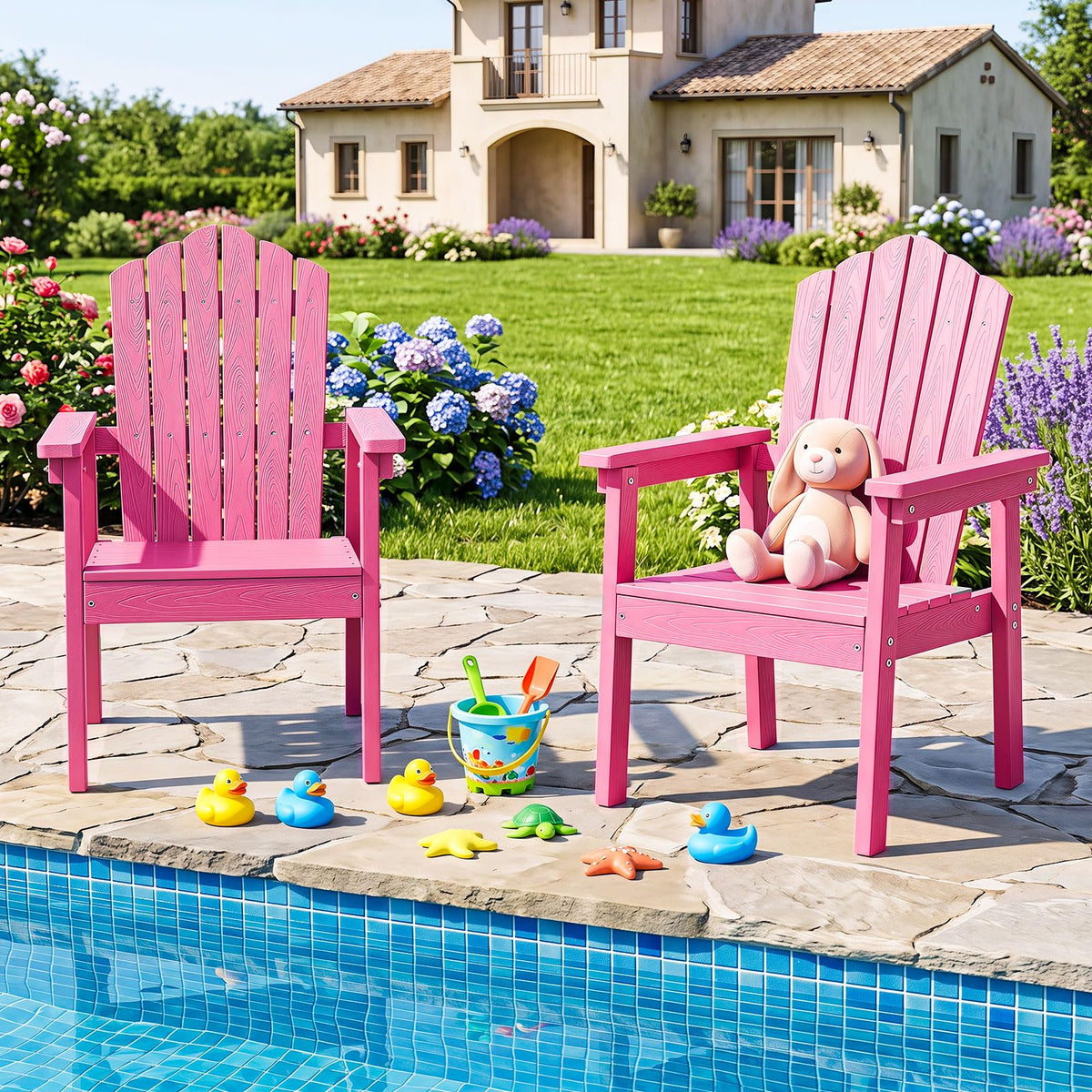 HONEY JOY Outdoor Adirondack Chair, Patio HIPS Chairs w/Wood Grain
