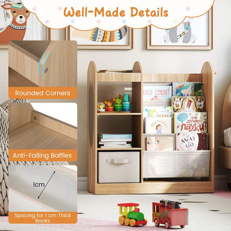 Toy Storage Organizer with Full-Length Mirror and 4-Tier Sling Shelves
