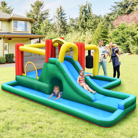 HONEY JOY Inflatable Water Slide, 6-in-1 Kids Water Slide Jumping Bounce House