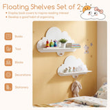HONEY JOY 2 Pieces Floating Cloud Shelves, Wall Mounted Storage Display Rack