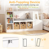 HONEY JOY Car-Shaped Kids Bookshelf with Reading Nook, Kids Bookcase