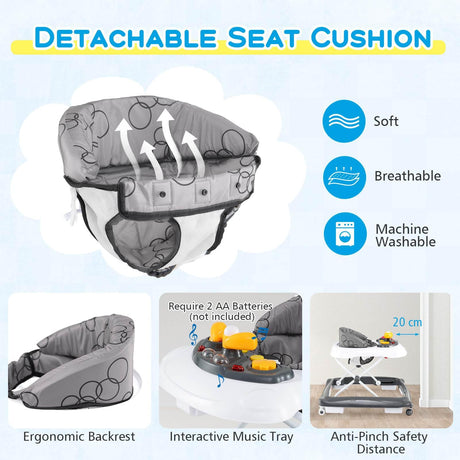 Detachable seat cushion with features and uses on a light blue background