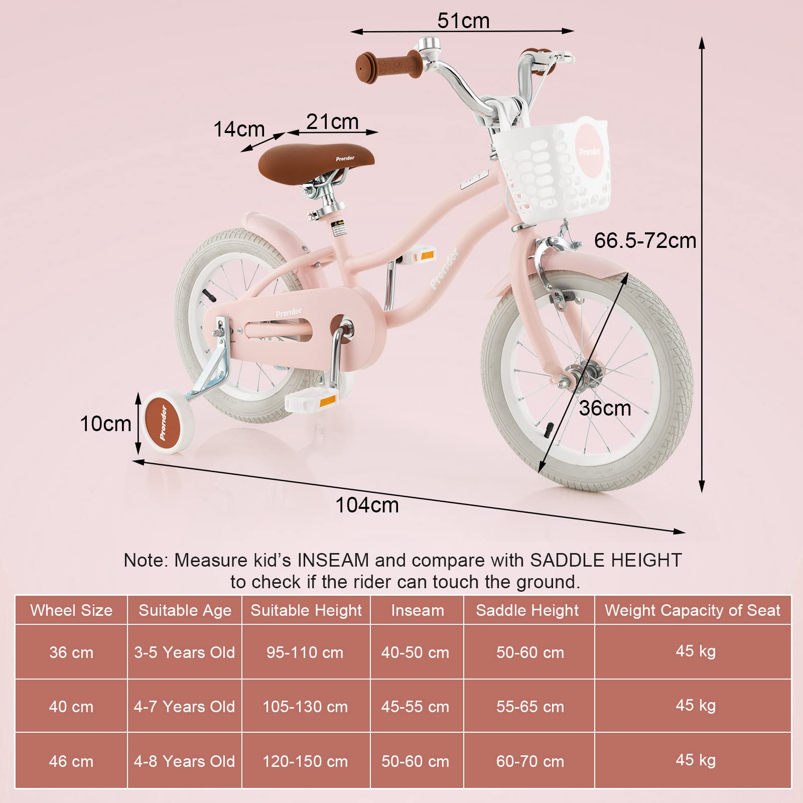 HONEY JOY Kids Bike 14 Inch Boys Girls Bike for 3 8 Years w Training Babyjoy