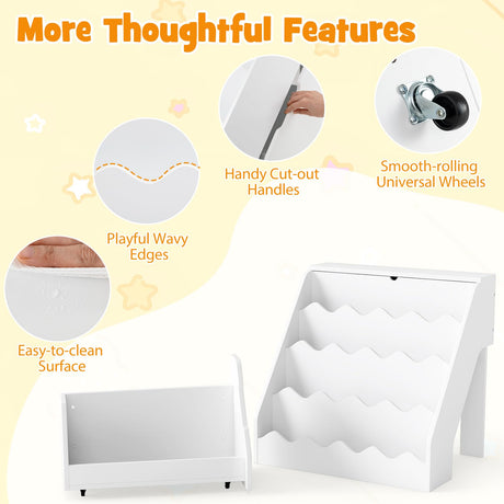 HONEY JOY 2-in-1 Kids Bookshelf & Toy Storage Organizer, Storage Rack