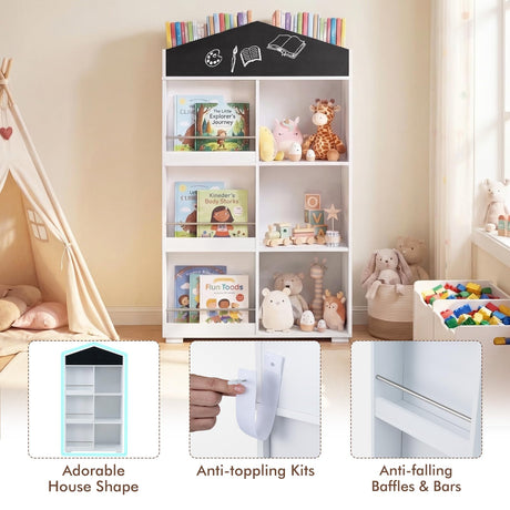 HONEY JOY House Shaped Kids Bookshelf, Toy Storage Organizer