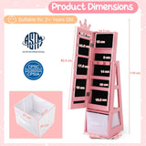 HONEY JOY 360° Swivel Kids Jewelry Cabinet, 3-in-1 Freestanding Full Length Dressing Mirror