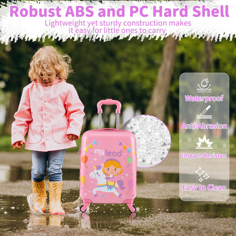 2 PCS Kids Luggage Set, 13" Travel Backpack and 16" Carry-on Suitcase with Spinner Wheels