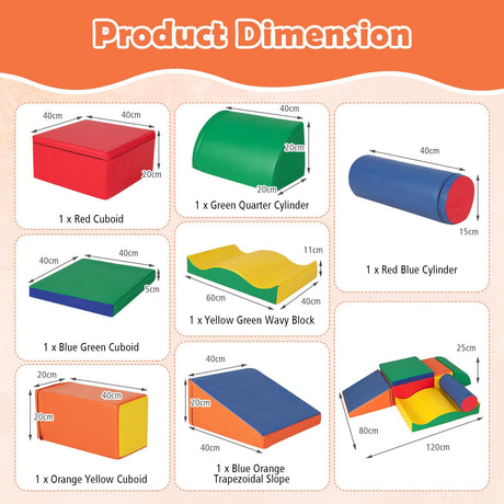 Kids Crawl & Climb Foam Play Set, 7-Piece - Baby Joy