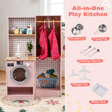 Dual-Sided Kids Play Kitchen, Wooden Kitchen Playset