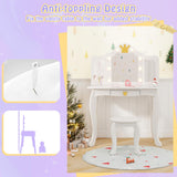 HONEY JOY Kids Vanity Set with 3-Color Adjustable Lighted Mirror