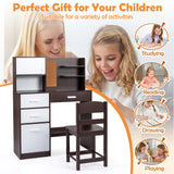 HONEY JOY Kids Desk and Chair Set, Study Table w/Hutch, Bulletin Board